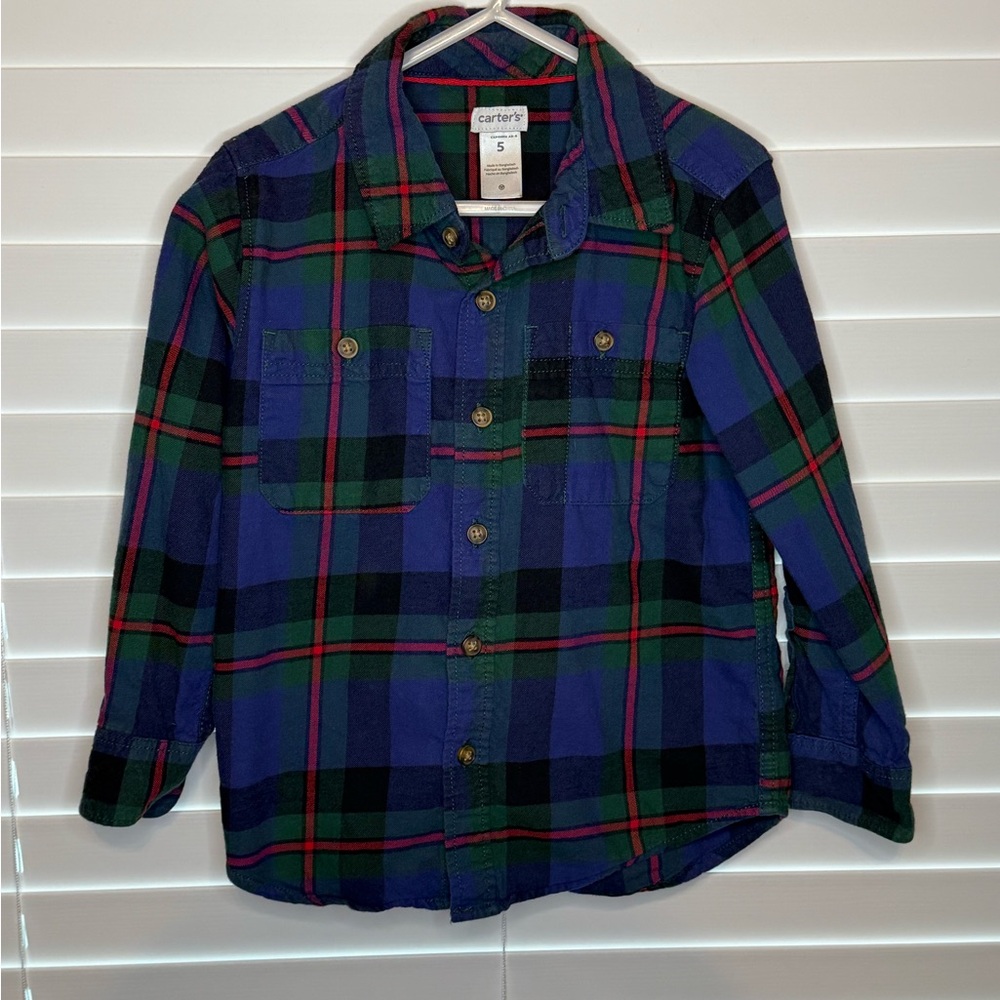 Carter's Blue and Green Plaid Kids Button Down Shirt